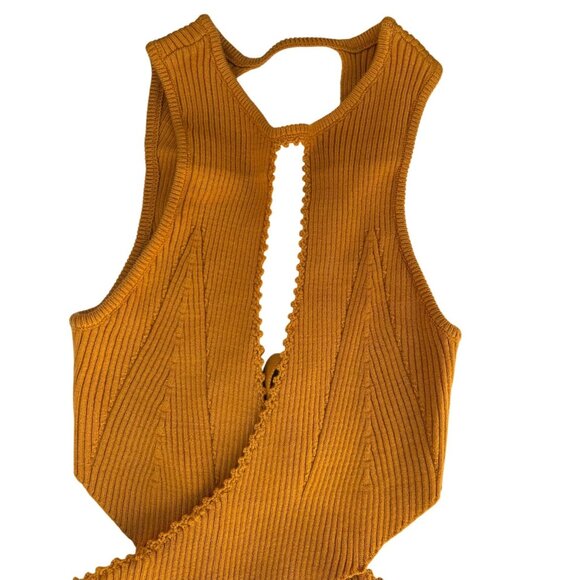 For Love And Lemons Maggie Midi Dress Gold Size Small - Picture 15 of 15